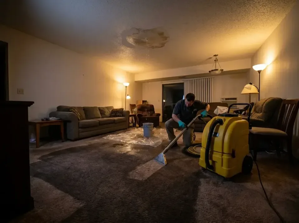 apartment-ceiling-leak-water-r-004 apartment-ceiling-leak-water-r-004 — Gray Water Extraction for Class 3 Absorption, 24 Hour Emergency Water Extraction Servic…